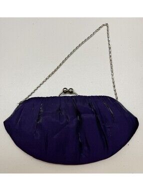 Jessice McClintock Purple Iridescent Purse Evening Bag Silver Chain Strap